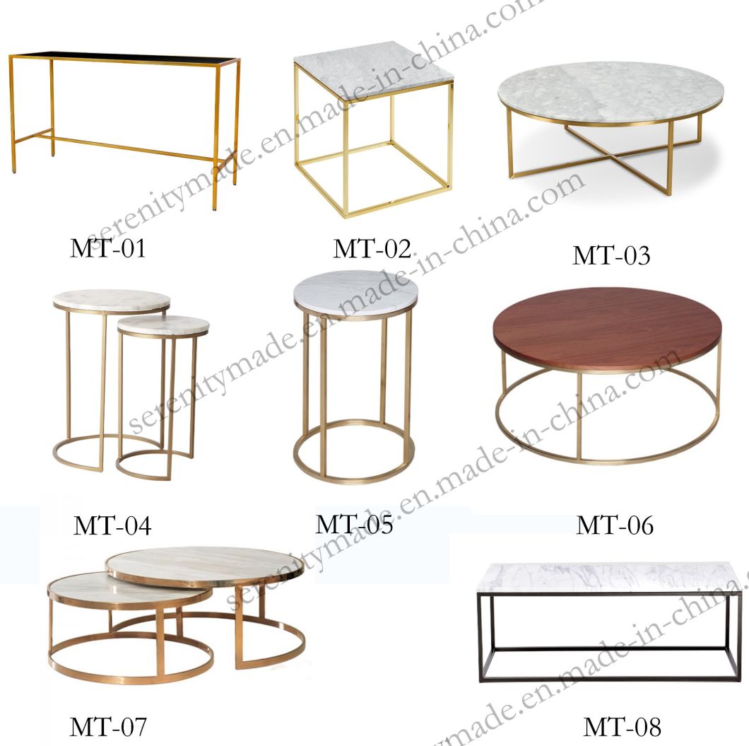 Modern Cafe Restaurant Steel Legs Natural/Artificial Rectangle Corner Marble Coffee Table