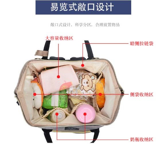 Wholesale Fashion Ladies Tote Mummy Baby Handbag Travel Backpack Diaper Bag