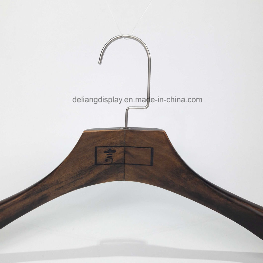 Luxury Wooden Hanger Coating Hanger Matt Hand Brushed Brown Color