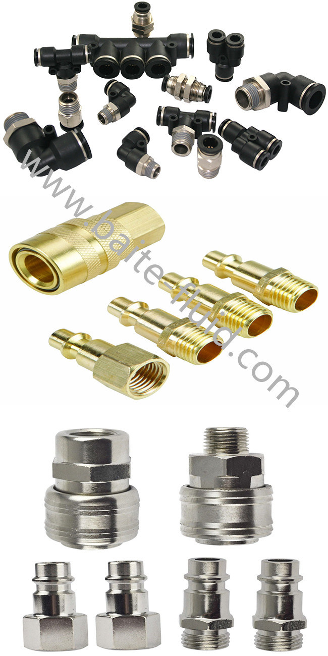 China Brass 3/8 NPT Threaded Quick Connect Pneumatic Air Fittings