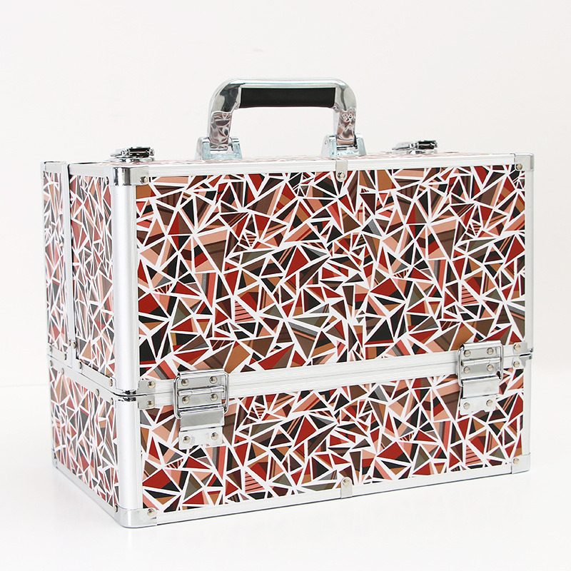 Aluminum Jewelry Box Multi-Function Three Layer Folding Makeup Case