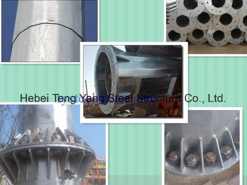 Hebei Tengyang Galvanized TV Single Pipe Steel Monopole Monitoring Tower