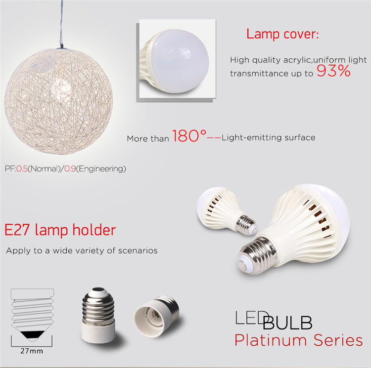 A60 9W High Efficacy LED Energy Saving Bulb Light Mr 16 E27 B22 LED Light Bulb