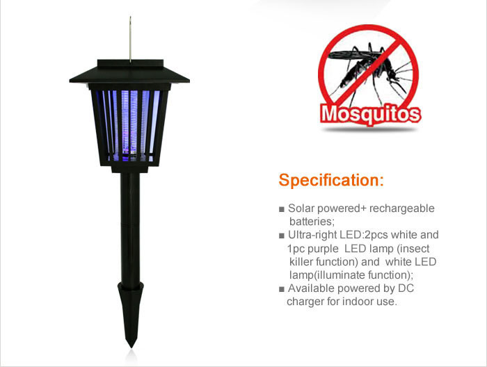 Stainless Steel Indoor Waterproof Solar Mosquito Killer Lamp with Lighting Function