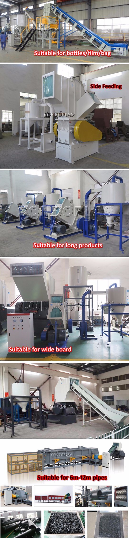 Plastic Recycling Machine/Granulator/Shredder/PVC PP PE Bottle/Pipe/Film/Profile Crusher/Grinder