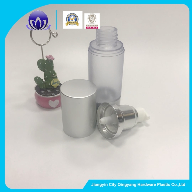 Cosmetic Silver Empty Plastic Airless Bottle with Aluminum Lids