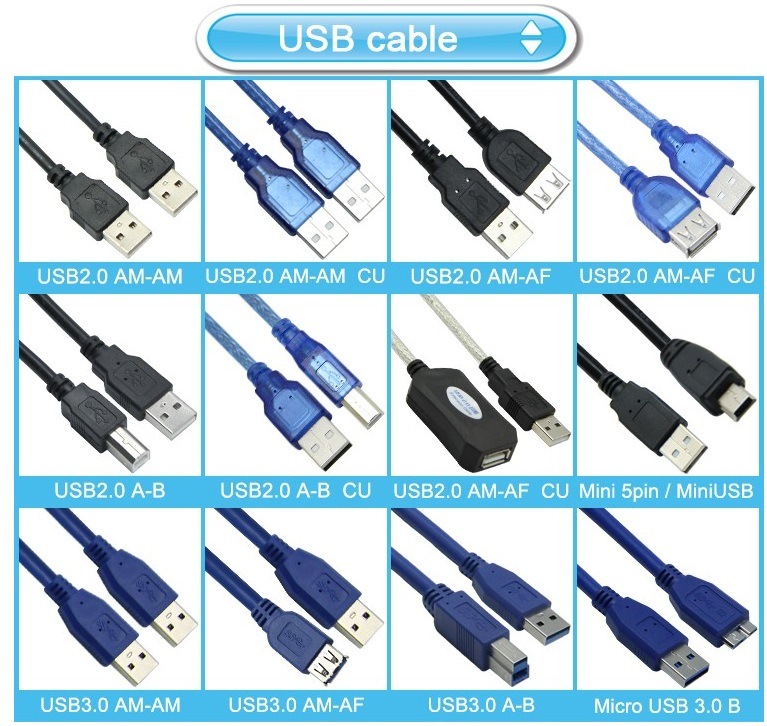 Down Angle Mini USB Male to USB a Male 2.0 Cable