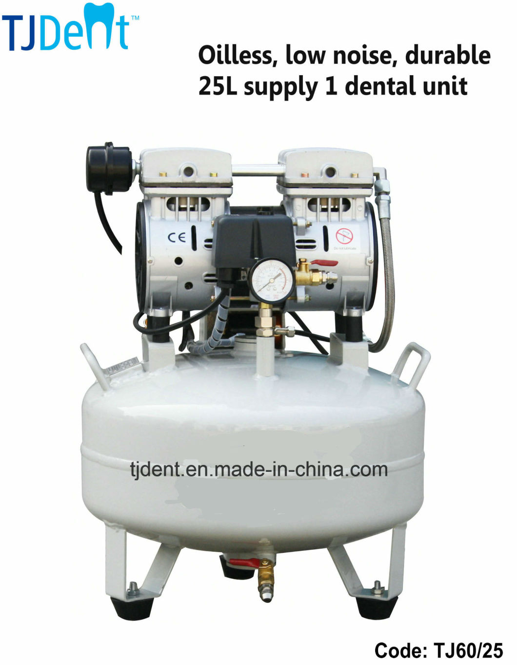 Oilless & Noiseless 25L Dental Air Compressor (TJ60/25)