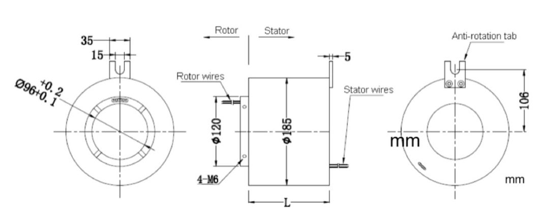 Inner Hole 96mm Standard Through Hole Slip Ring with ISO/Ce/FCC/RoHS,