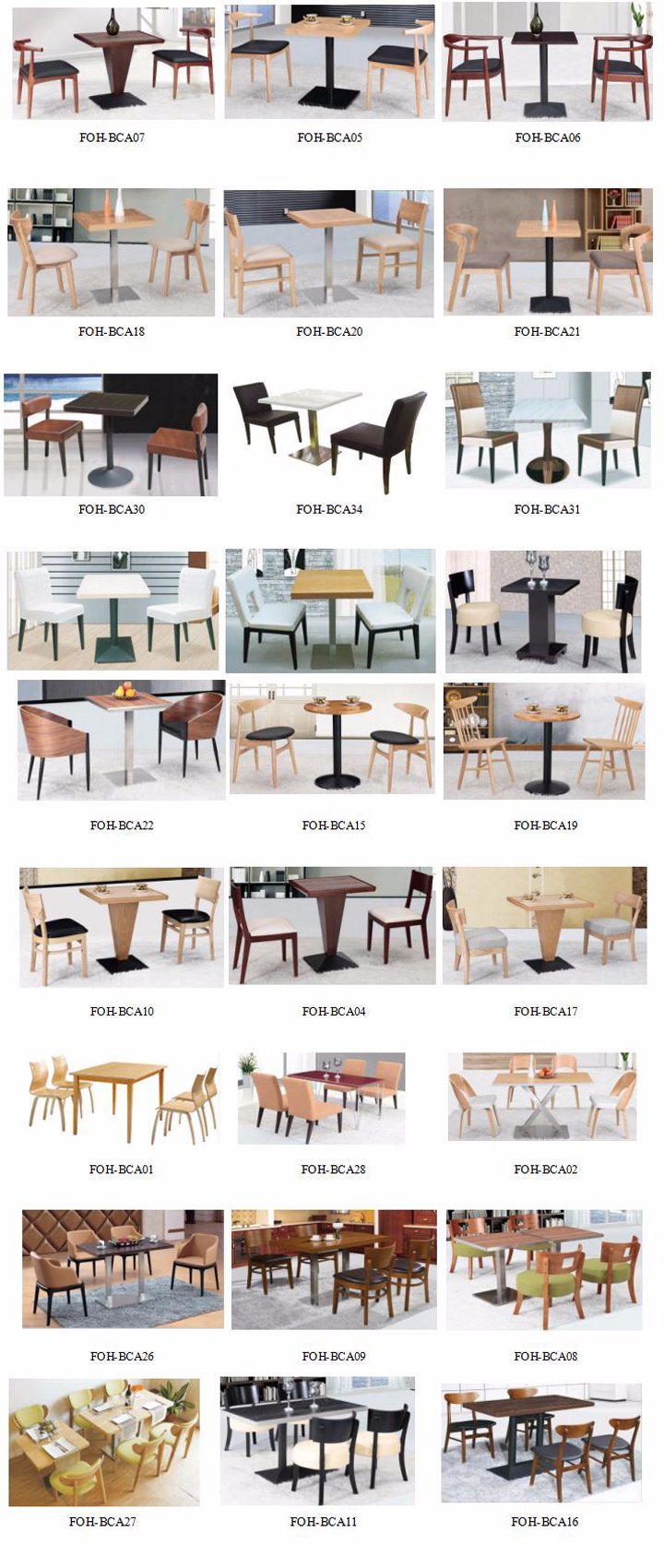 Restaurant Furniture Dining Table and Chairs with Customized Size