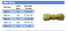 Brass 962 Union Air Brake Fitting for Nylon Tube, Brass Valve