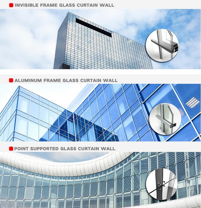 Ghana Invisible Frame Aluminum Structure Glass Curtain Wall