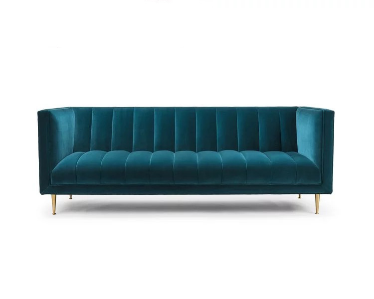 Contemporary High Quality Style Blue Home Furniture Sofa with Solid Wood Legs