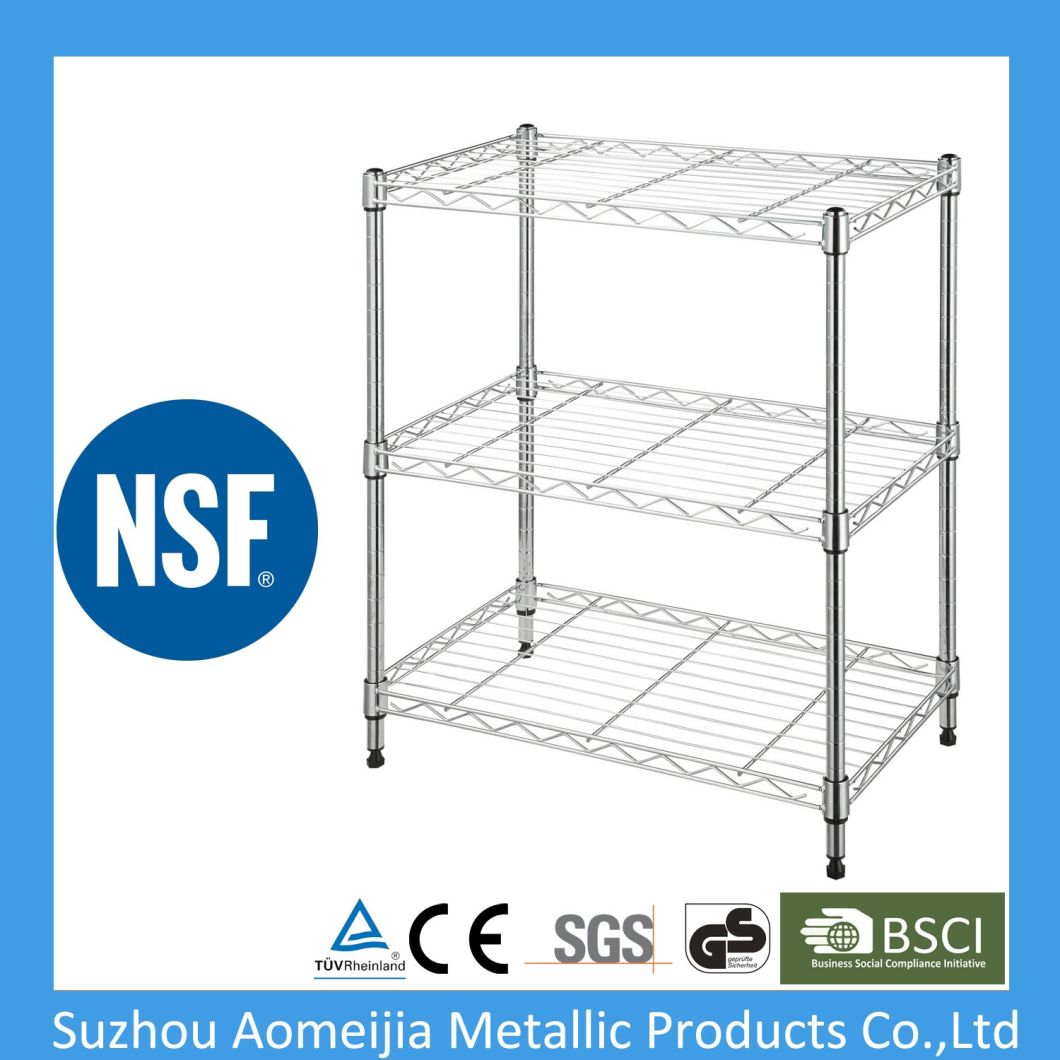 NSF Household Light Duty 4 Tiers Chrome Metal Wire Shelving