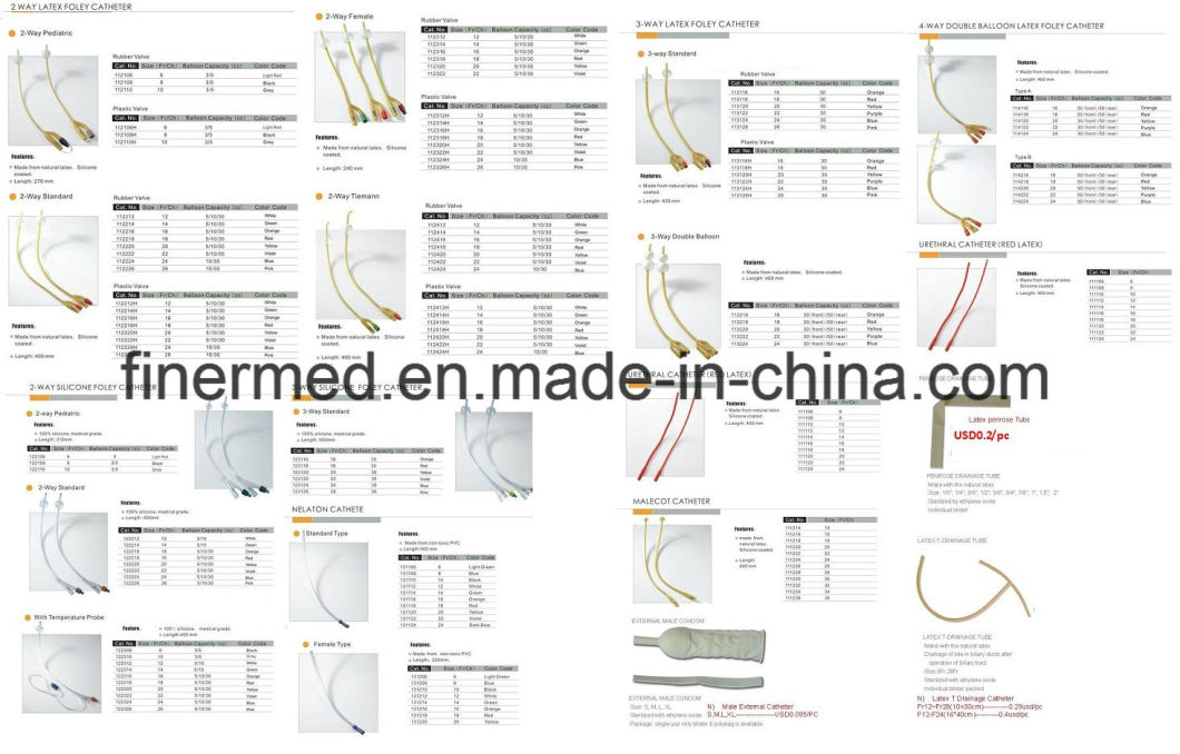 Sterile Latex Medical Disposable Foley Catheter