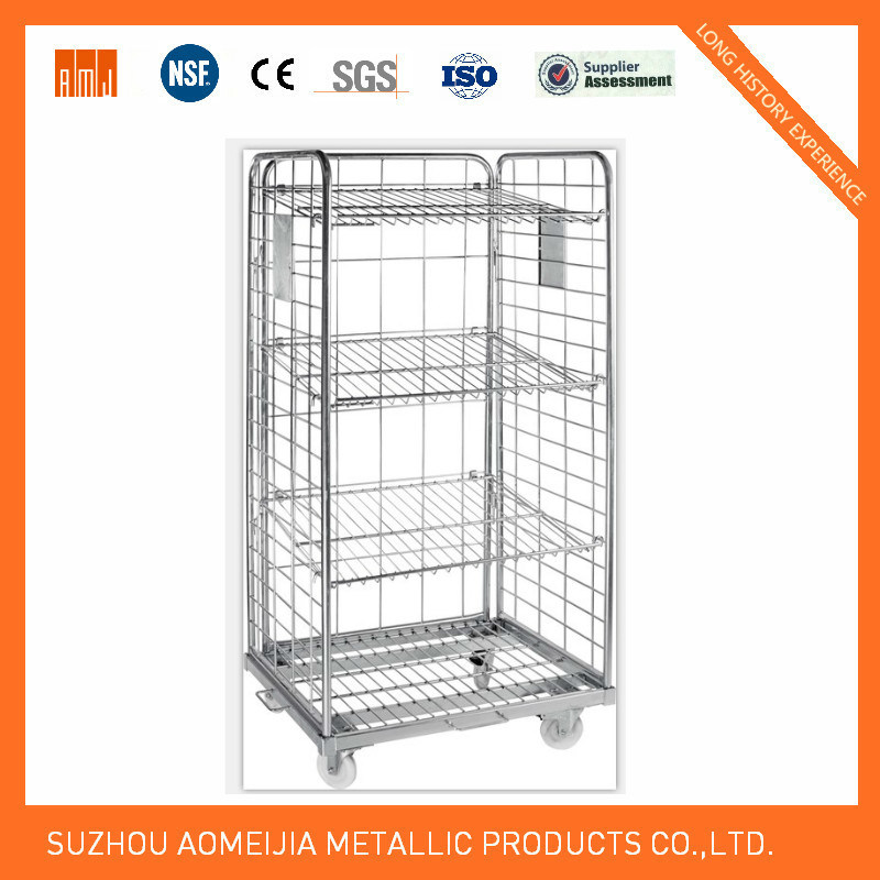 Popular Folding Metal Mesh Roll Container Logistic Roll Cage