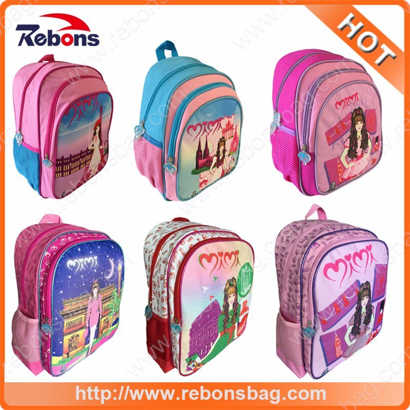 Fashion Cute Cartoon Kids Book Backpack Back to School Bags with Trolley for Teen Girls