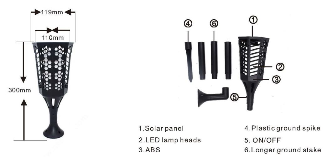 2018 China Factory 3W 96PCS 3528 LED Solar Flame Lamps LED Touch Light LED Garden Light Solar Dancing Flame Light