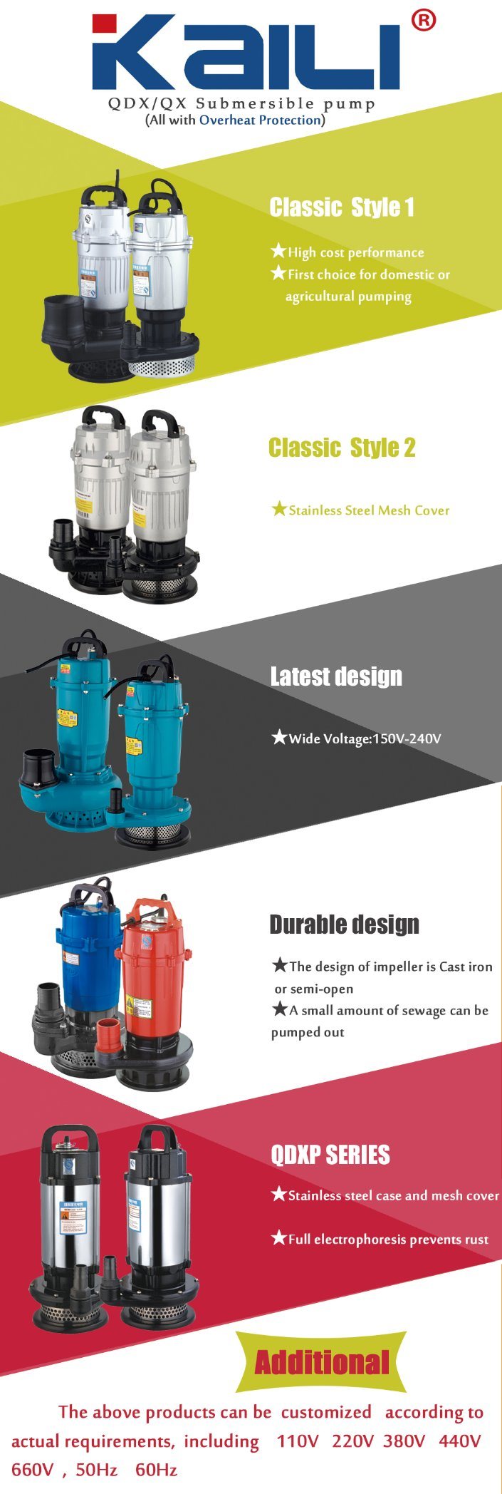 QDX Electric Submersible Water Pumps( Aluminum Housing)With High Quality