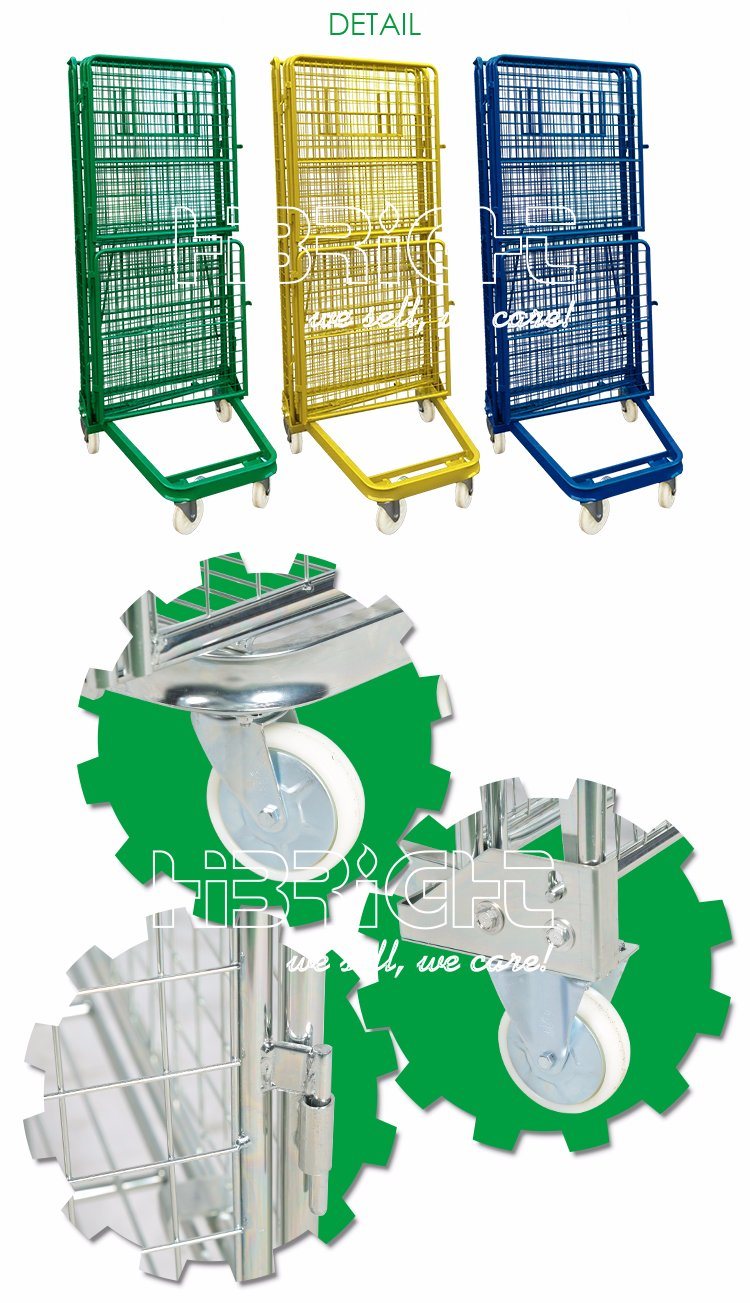 Storage Rolling Cart Laundry Cage Trolley Metal Roll Container with Wheels