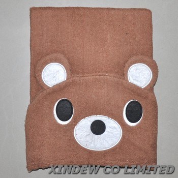 Baby Hooded Towel with Animal Embroidery.