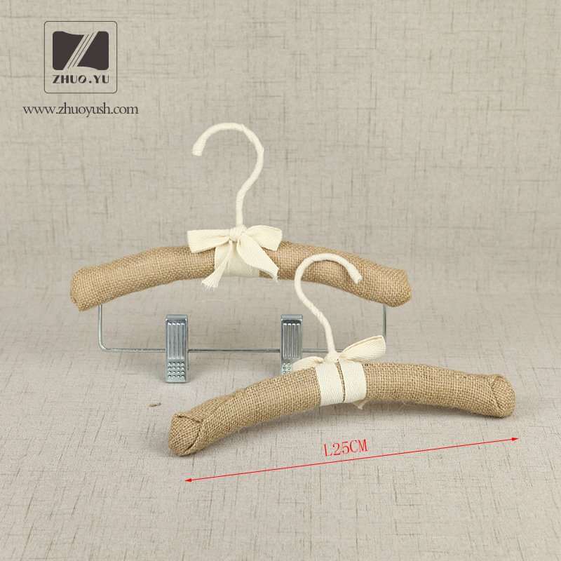 Natural Linen Satin Padded Hangers for Clothes Brand Shop