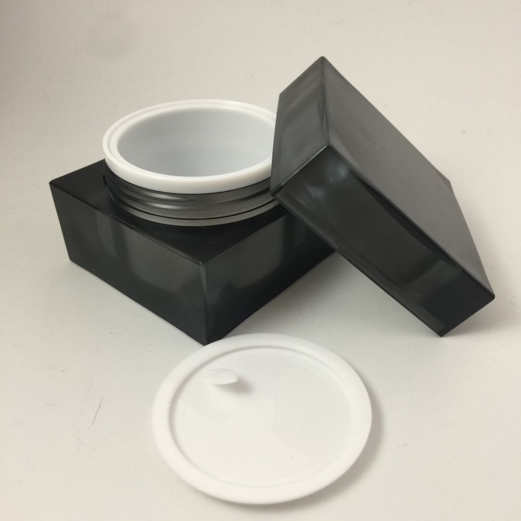 Black Acrylic Cream Jars for Cosmetic Packaging