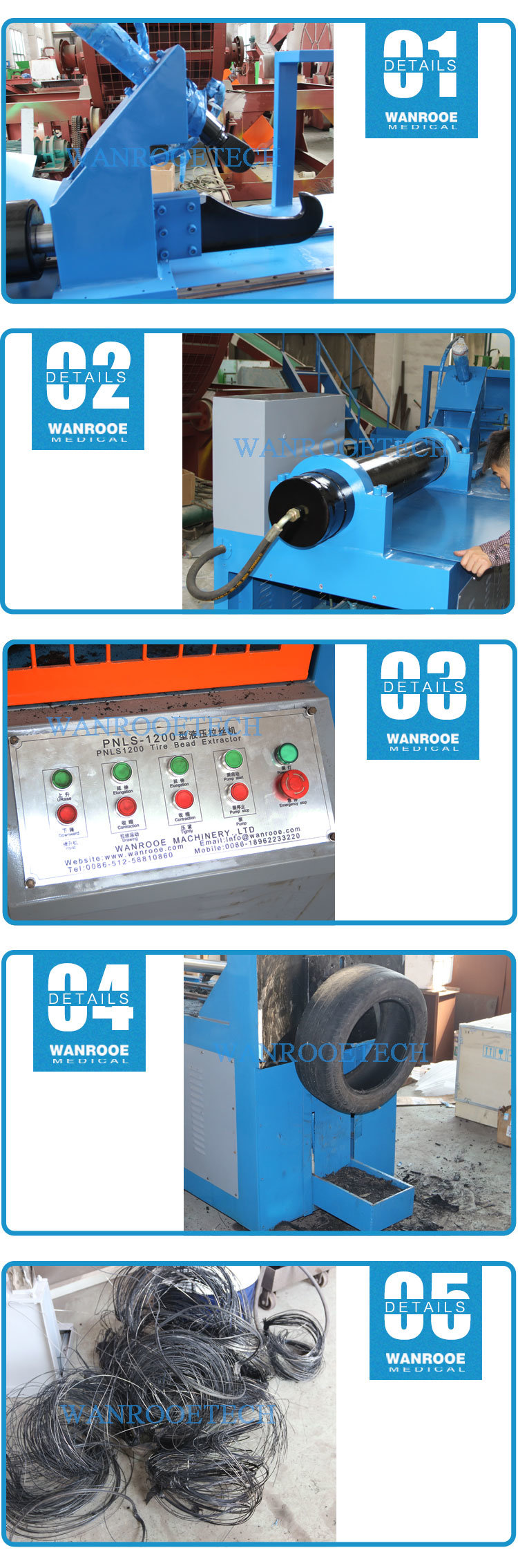 Pnls Waste Tire Recycling Debeader Tire Wire Separator Machine
