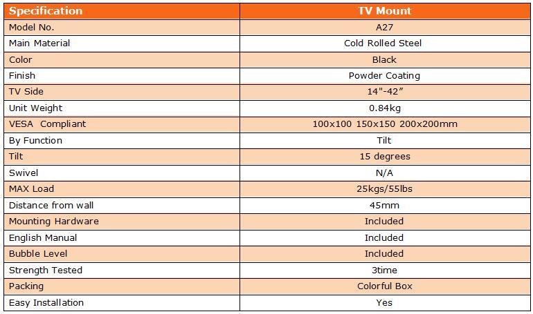 Hot Sell Adjustable TV Wall Mount Bracket for 14-42 Inch