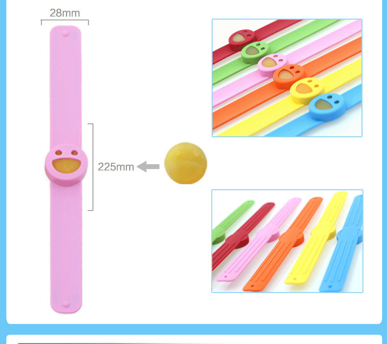 Effective Outdoor Slap Silicone Mosquito Repellent Bracelet with Smile Refill