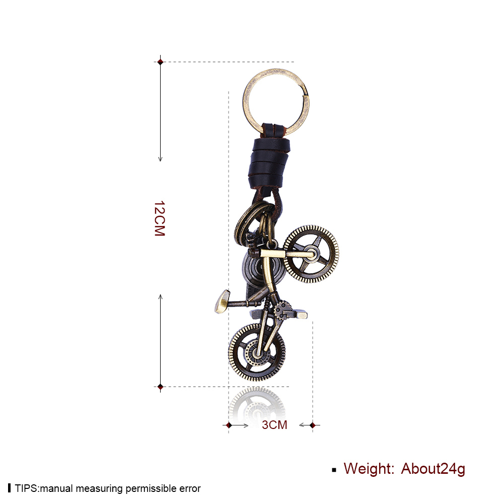 Alloy Motorcycle Shape Pendant Antique Bronze Plated Leather Key Chain