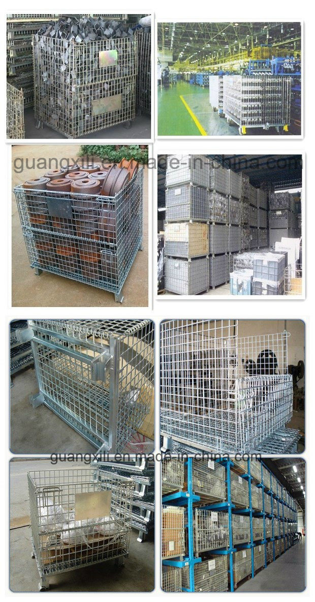 Folding Storage Metal Wire Mesh Pallet Cage for Warehouse