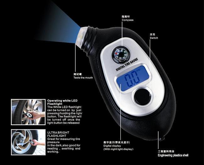 Durable LCD Digital Tire Tyre Air Pressure Gauge