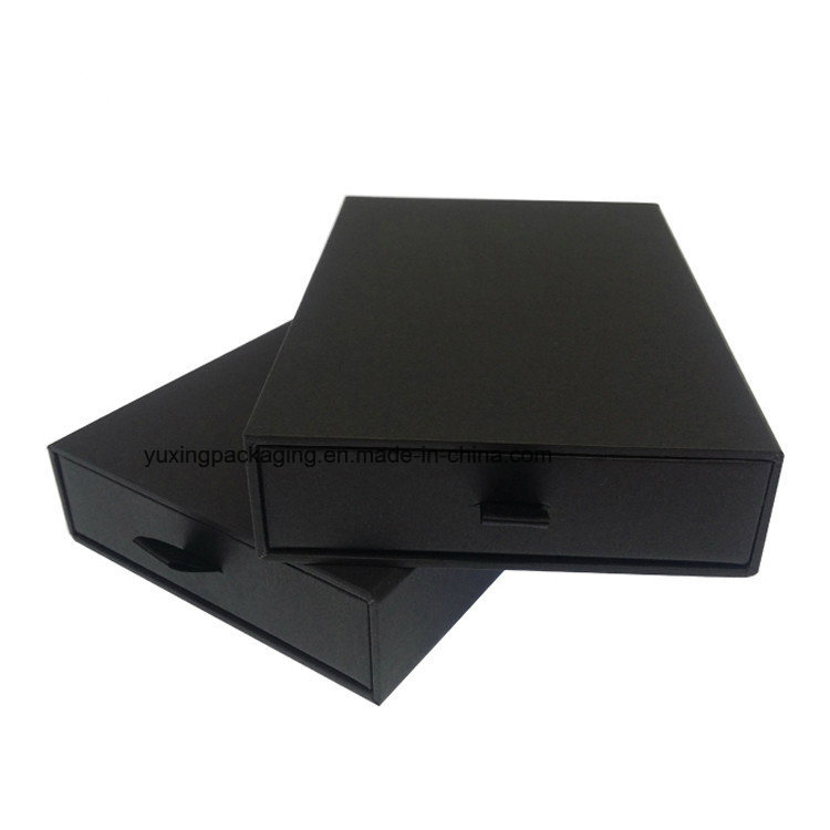 Fashion Slide Open Design Matt Black T-Shirt Drawer Paper Box