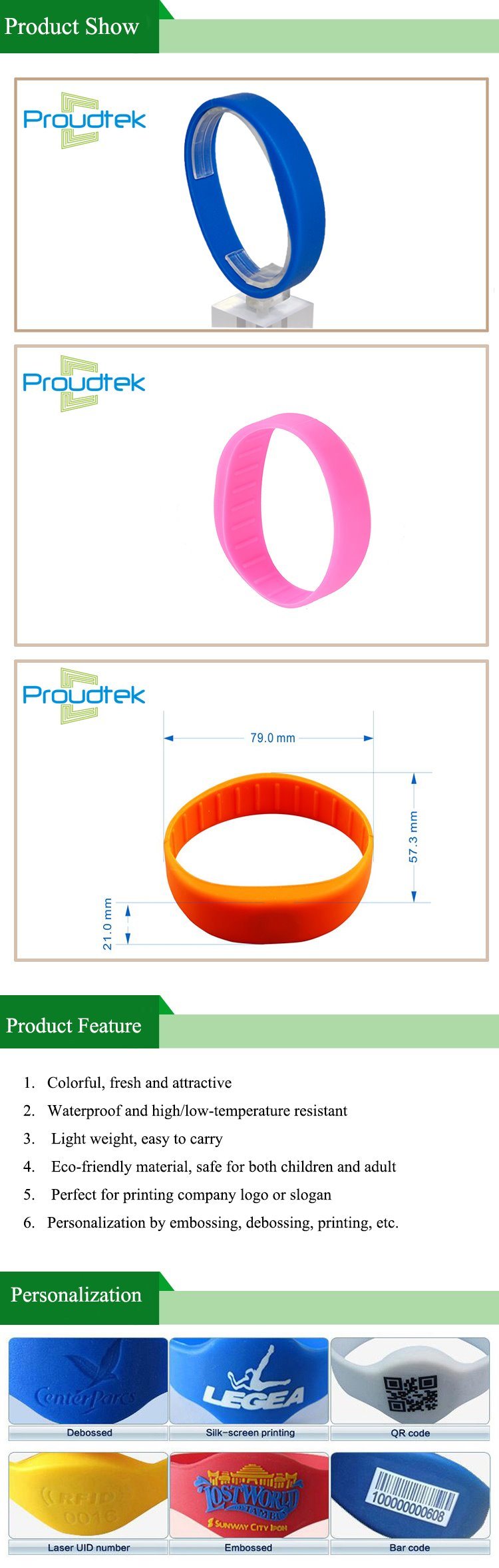 RFID Flat Silicone F08 Chip Wristband Waterproof Rubber Bracelet for Fitness Club and Sports Park