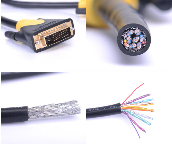 Gold Plated UL20276 DVI Cable 24+1 Male to Male