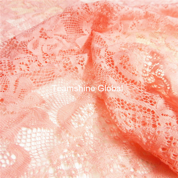 Watermelon Red Nylon Dreamlike Swiss Lace Fabric (NF1008)