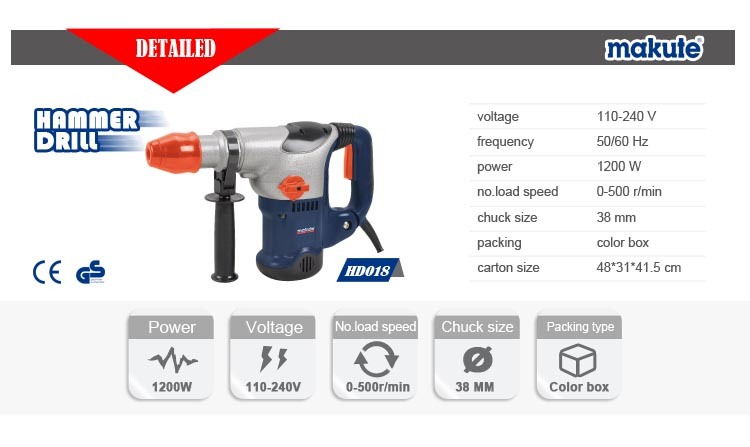 1200W 38mm Electric Hammer Drill (HD018)