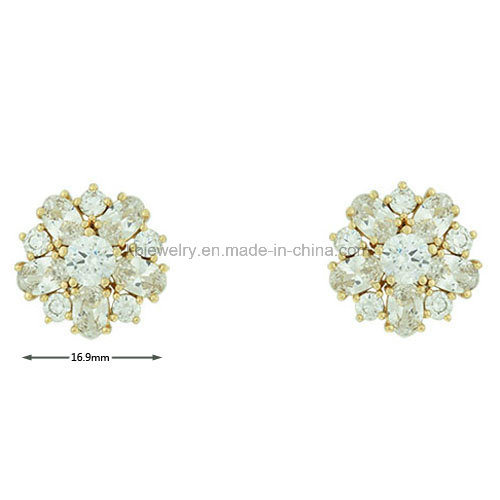 Costume Jewelry Fashion Style Earrings Copper Flower Ear Stud (KE3153)