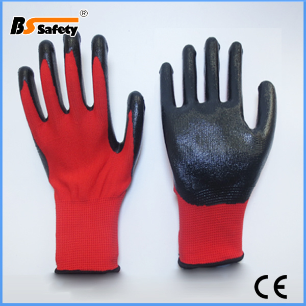 Hot Sale Red/Black Nitrile Coated Gloves 38grams for UK