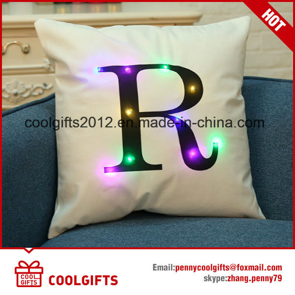 Hot Selling House Decorative Letters Print LED Light Throw Pillow Cushion