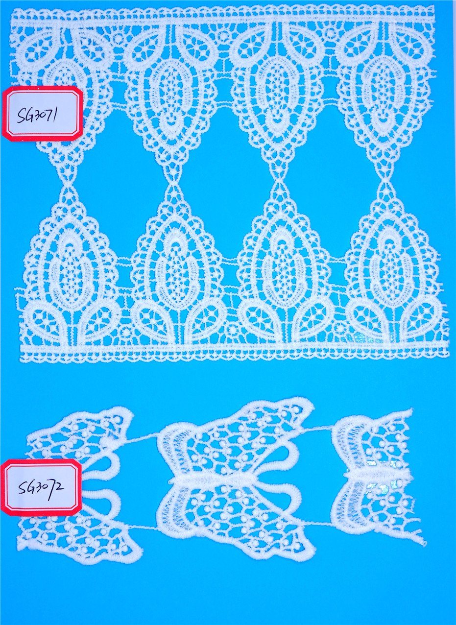 Fashion Water Soluble Embroidered Chemical Lace Trim for Dress