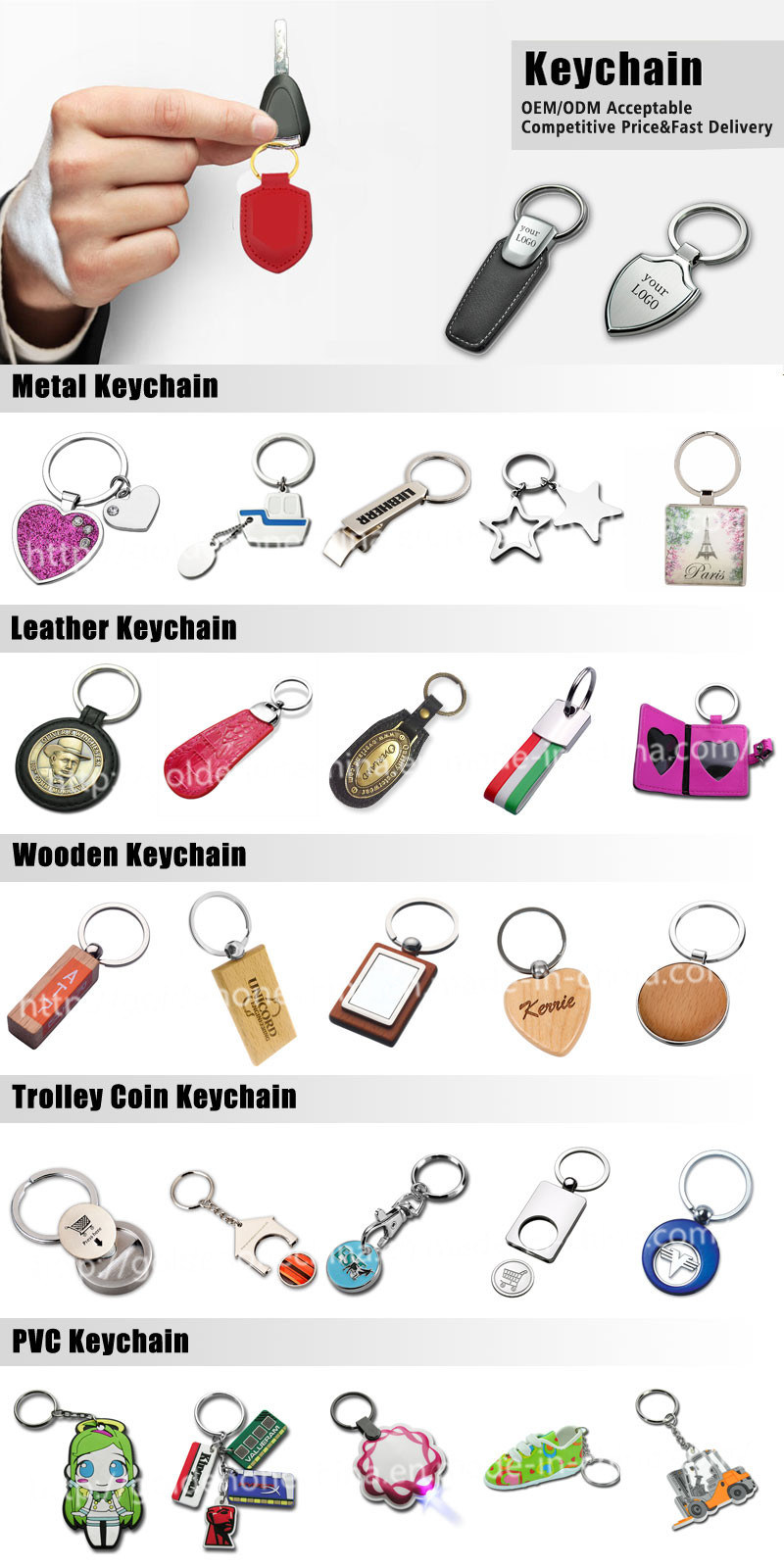 Promotional Custom Design Good Quality PU Leather Keychain