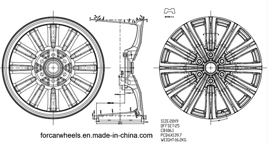 Aluminum Replica Car Rims Solid Rubber Wheel Rotiform