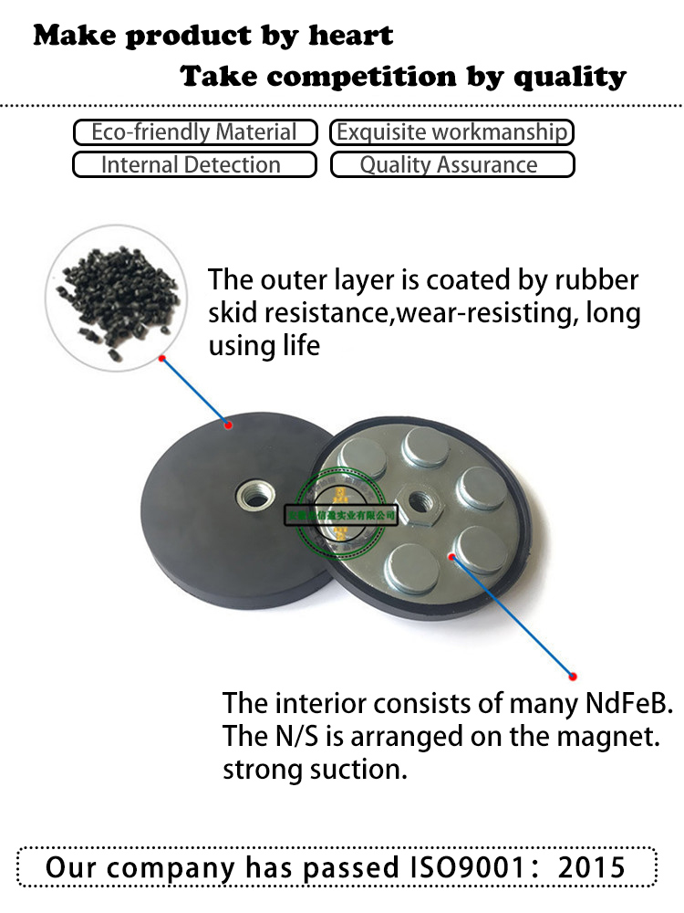 Pot Magnet Rubber Coated Magnetic Holder for Car Roof LED Light