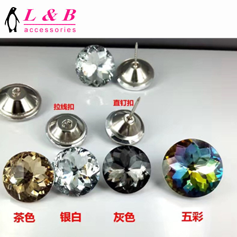 30mm Fashion White Crystal Button