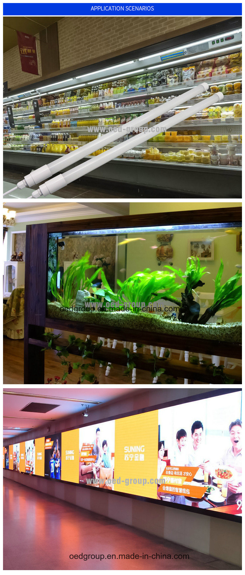 Used for Underwater Lightbox or Refrigerator T8 Aquarium Waterproof LED Tube Light IP Rating IP68