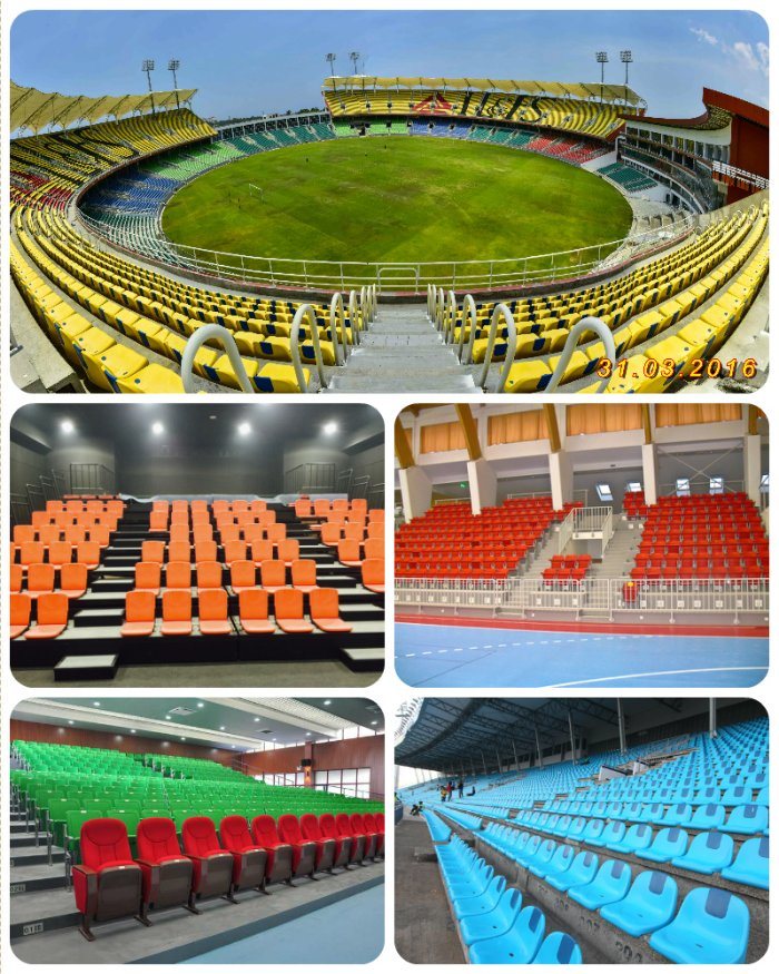New Arrival Floor Mounting Plastic Tip up Chair for Stadium with Alumium Leg