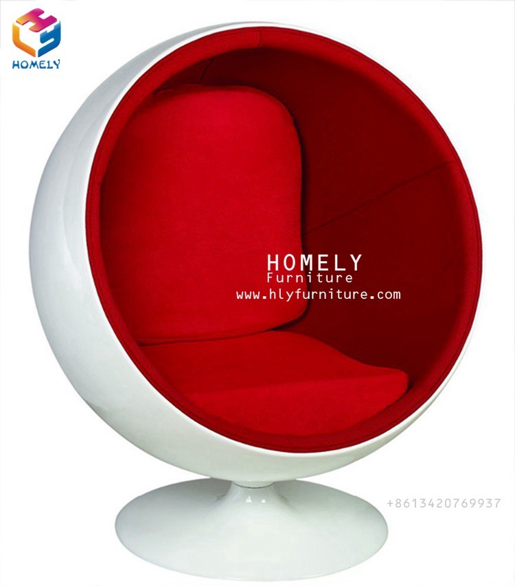 Modern Swivel Base Fiberglass Ball Replica Egg Pod Chair