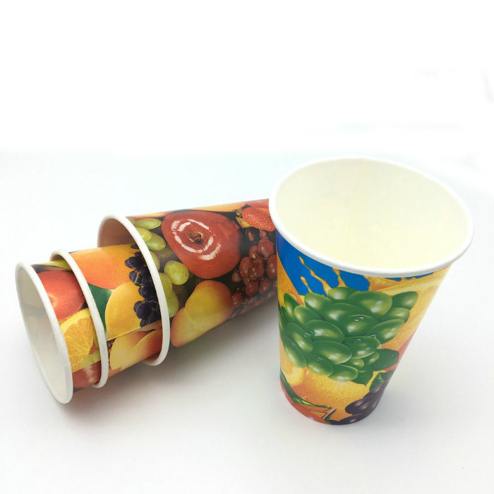 Custom Flexo Printing Coffee Cold Drink Disposable Paper Cups with Double PE Coating